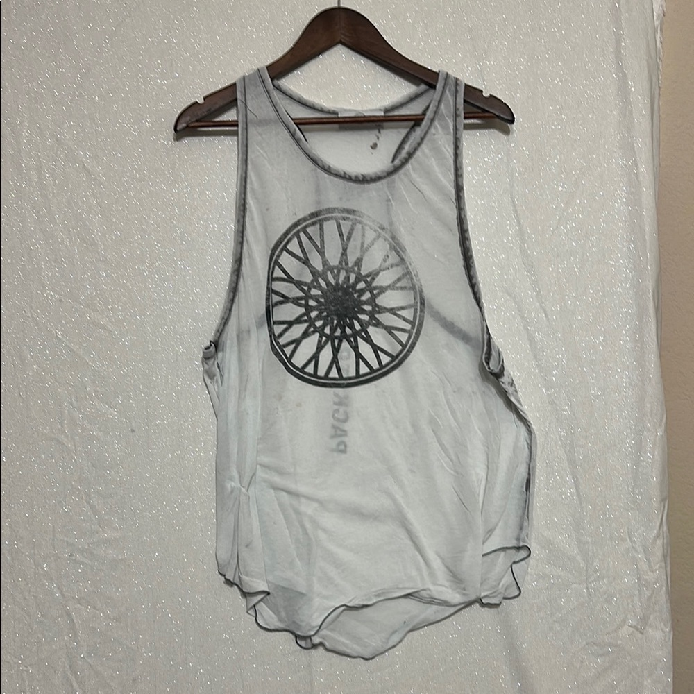 SoulCycle Black and White Sleeveless Cut Out Tank Top